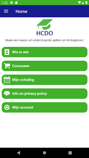 Android application HCDOpleidingen screenshort