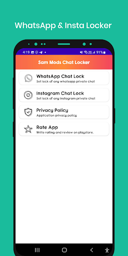 Android application Sam Mods Chat Locker screenshort