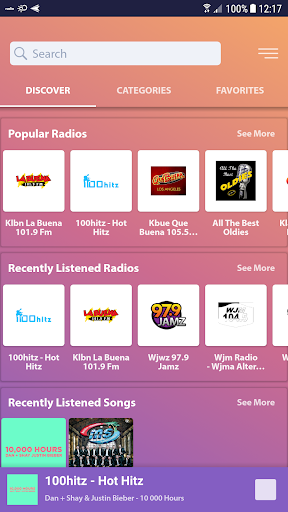 Android application Universal Radio screenshort