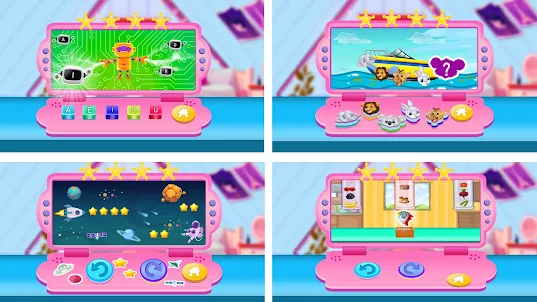 子供向けのピンクのコンピューターゲーム