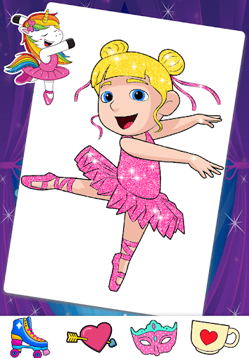 Android application Glitter Ballerina Coloring screenshort