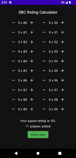 Android application SBC Rating Calculator screenshort