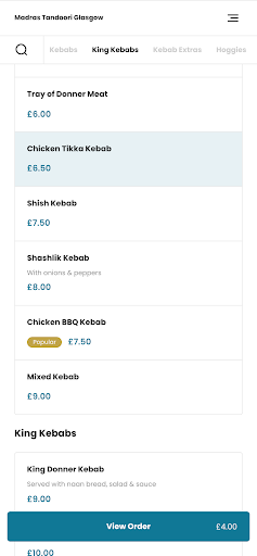 Madras Tandoori Glasgow Screen 3