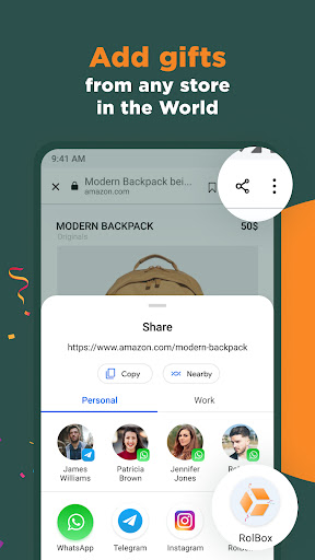 RolBox: Gift Registry & Events Screen 3