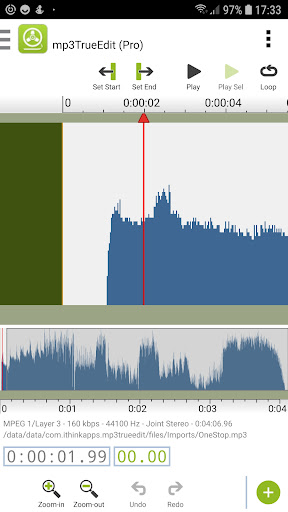 Android application mp3TrueEdit touch Audio Editor screenshort