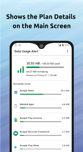 Android application Data Usage Alert + Speed Meter screenshort