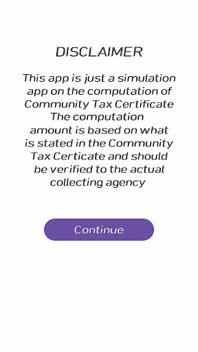 Android application Community Tax Cert Simulation screenshort