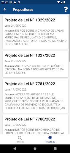 Android application Câmara de Pouso Alegre screenshort