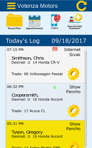 Android application Votenza Automotive CRM screenshort