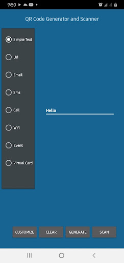 Android application QR Generator and Scanner screenshort