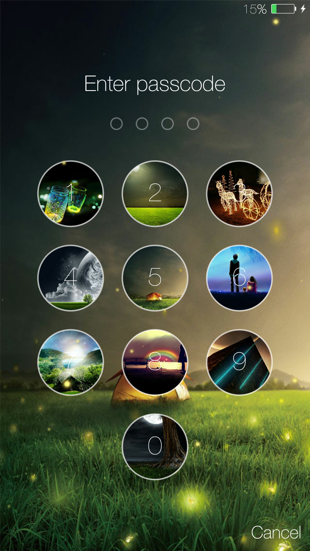 Android application Fireflies lockscreen screenshort
