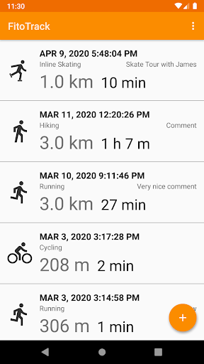 Android application FitoTrack screenshort