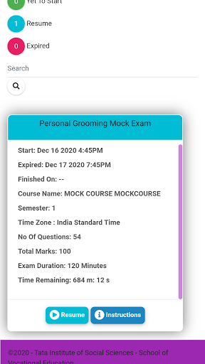 TISS SVE EXAM APP Screen 3