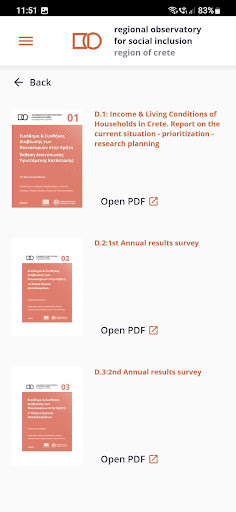 Android application Social Observatory of Crete screenshort