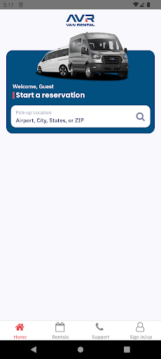 Android application Airport Van Rental screenshort