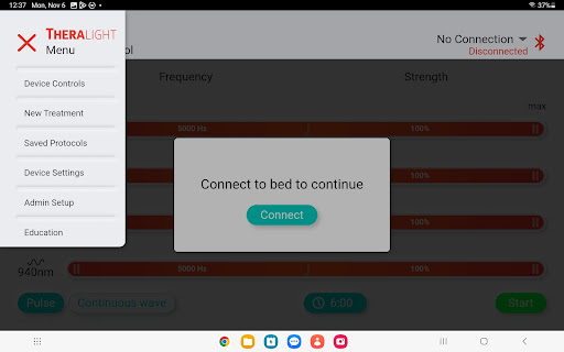 Theralight Mobile Controller Screen 3