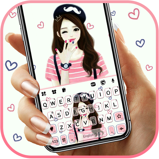 Pink Lovely Girl Keyboard Back logo
