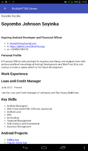 Mobile HTML Viewer Screen 2