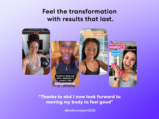 Screenshot of obé | Fitness for women