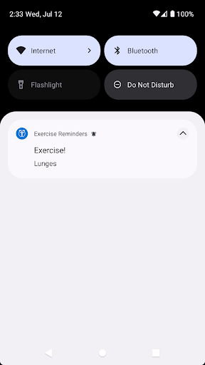 Android application Exercise Reminders screenshort