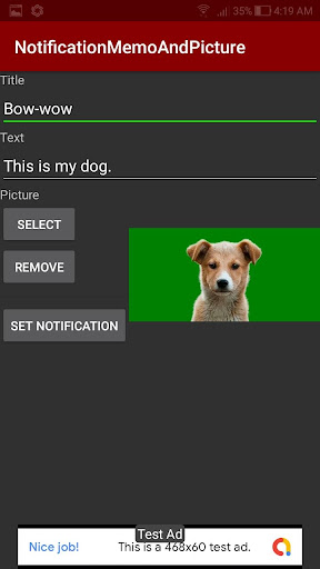 Android application Notification Memo and Picture screenshort