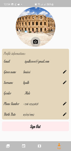 Android application Tourath screenshort