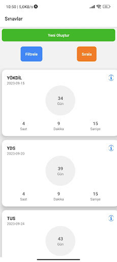 Android application Ne Kadar Kaldı ? screenshort