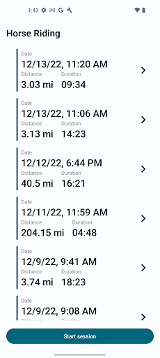 Android application Horse Riding Tracker screenshort
