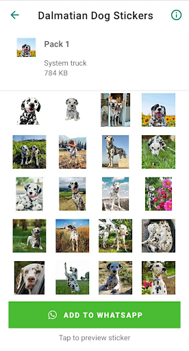 Android application Dalmatian Dog Stickers screenshort