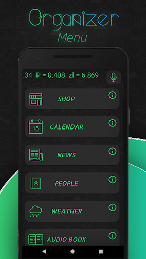 Organizer - News / Shop / Weather / Games / Asist