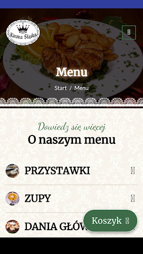 Android application Restauracja Korona Śląska screenshort