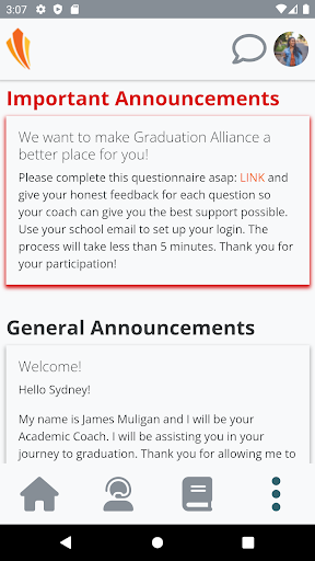 Android application Grad Ally screenshort