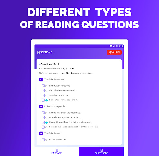 Screenshot of IELTS® Reading Tests