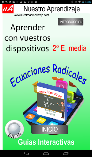 Android application Raíz enésima, ecuacion radical screenshort