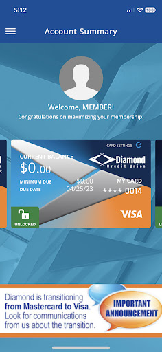 Android application Diamond Visa Card screenshort