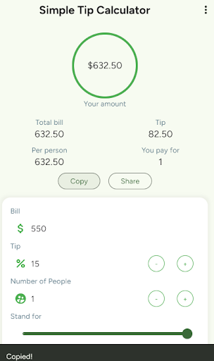 Simple Tip Calculator Screen 2