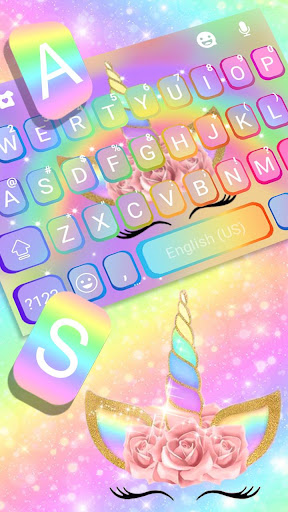 Rainbow Pink Rose Unicorn Keyboard Theme Screenshot 2