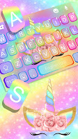 screenshot of Rainbow Pink Rose Unicorn Keyboard Theme