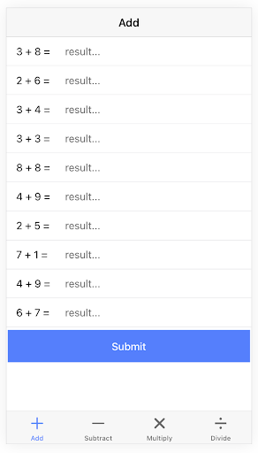 Android application Simple Math Ionic screenshort