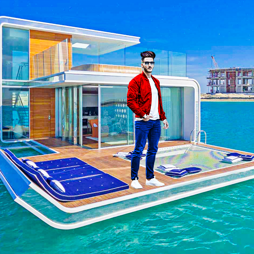 Floating house photo editor logo