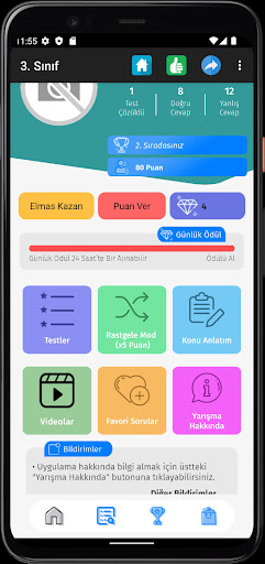 Android application 3. Sınıf Tüm Dersler Test Çöz screenshort