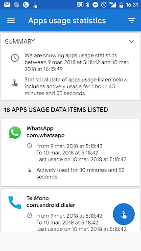 Android application Phone Usage Monitor screenshort