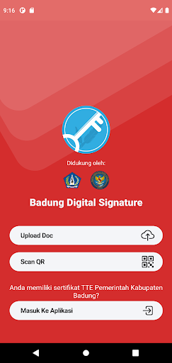 Android application Badung Digital Signature screenshort