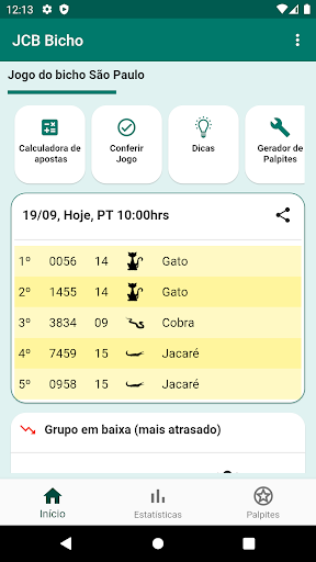 Android application JCB Bicho SP - Resultados screenshort