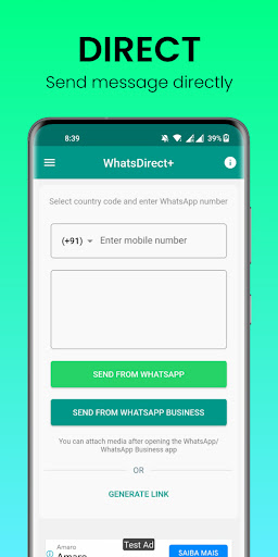 Android application WhatsDirect+ - Click to chat screenshort