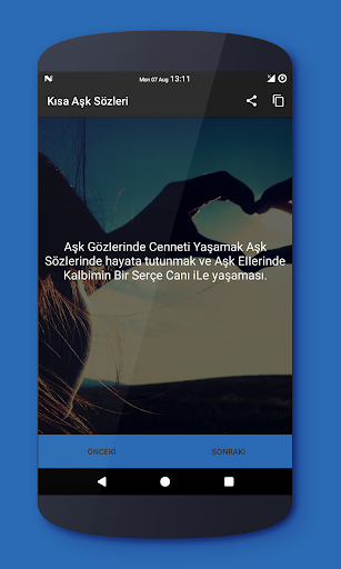 Android application Kısa Aşk Sözleri screenshort