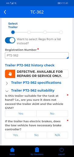 SEW Trailer Checklist Screen 3
