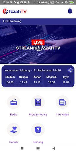 Android application Izzah TV screenshort