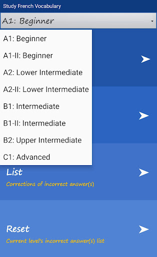 Android application Study French Vocabulary screenshort