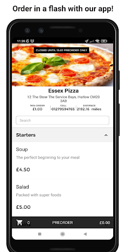 Android application Essex Pizza screenshort
